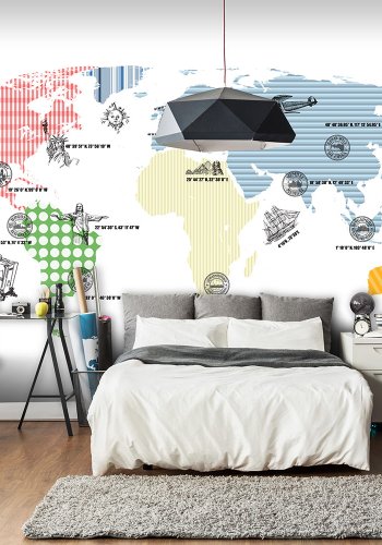 ARTGEIST Fototapet - Farverigt verdenskort (flere strrelser)