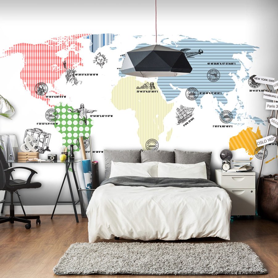 ARTGEIST Fototapet - Farverigt verdenskort (flere strrelser)