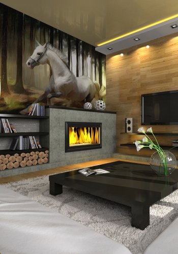 ARTGEIST - Fototapet med hvid hest der lber igennem skoven - Flere strrelser