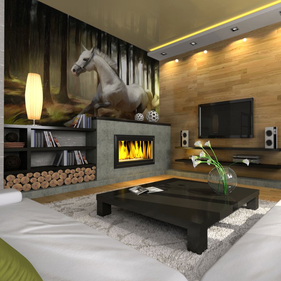 ARTGEIST - Fototapet med hvid hest der lber igennem skoven - Flere strrelser