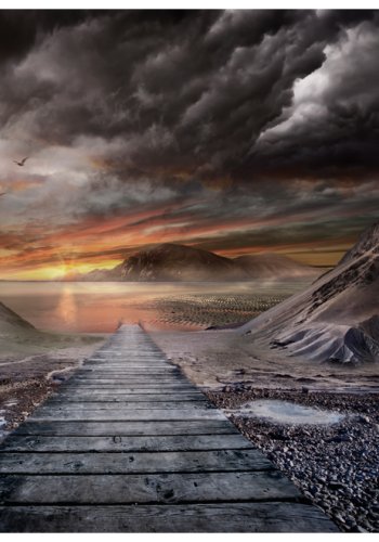 ARTGEIST - Fototapet i dystert men flot landskab - Flere strrelser