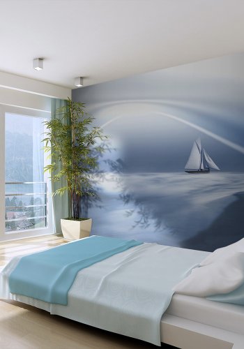 ARTGESIT - Fototapet i bl nuancer med sejlbd - Flere strrelser