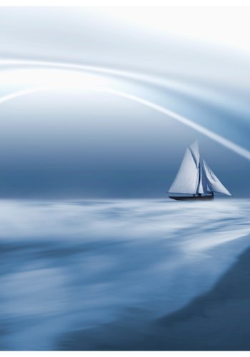 ARTGESIT - Fototapet i bl nuancer med sejlbd - Flere strrelser