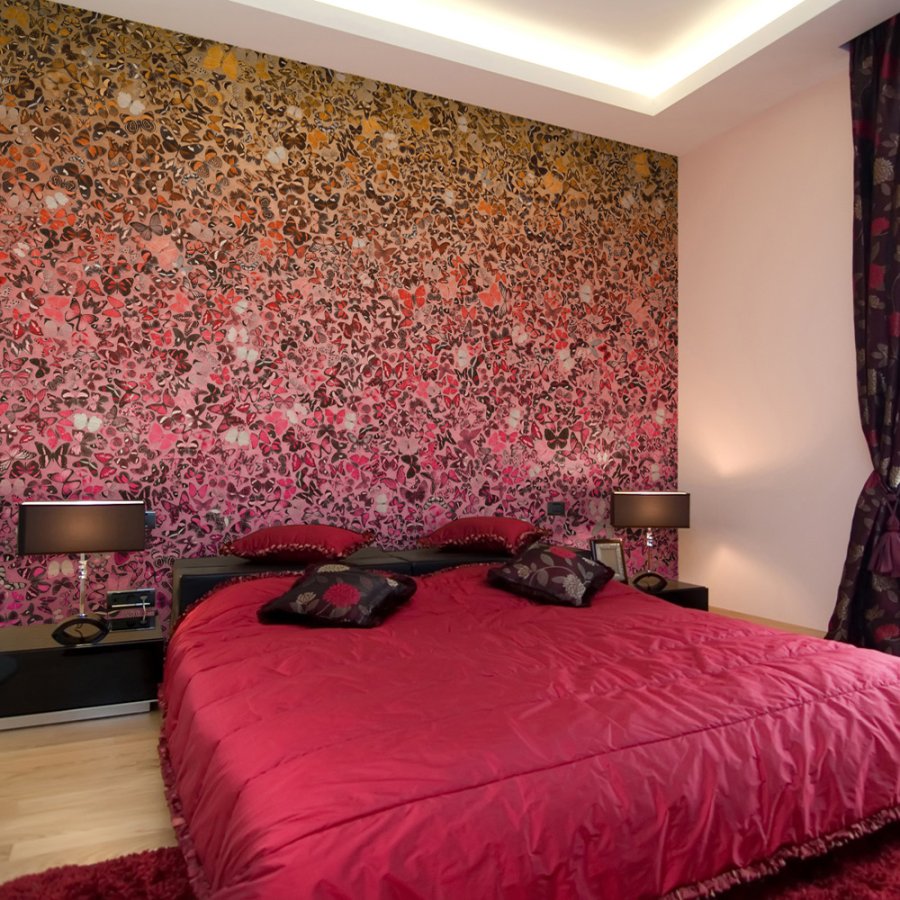 ARTGEIST - Fototapet med farverige sommerfugle i orange og lilla nuancer - Flere strrelser