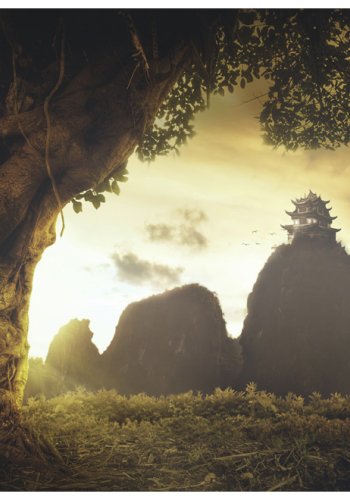 ARTGEIST - Fototapet af Kinas natur med tempel p bjergtop - Flere strrelser