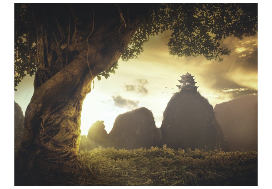 ARTGEIST - Fototapet af Kinas natur med tempel p bjergtop - Flere strrelser