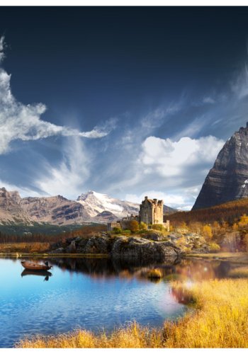 ARTGEIST - Fototapet af s blandt bjerge med sky formet som en fugl - Flere strrelser