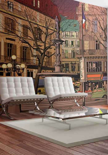 ARTGEIST - Kunstnerisk fototapet fra en gammel gade i Paris - Flere strrelser