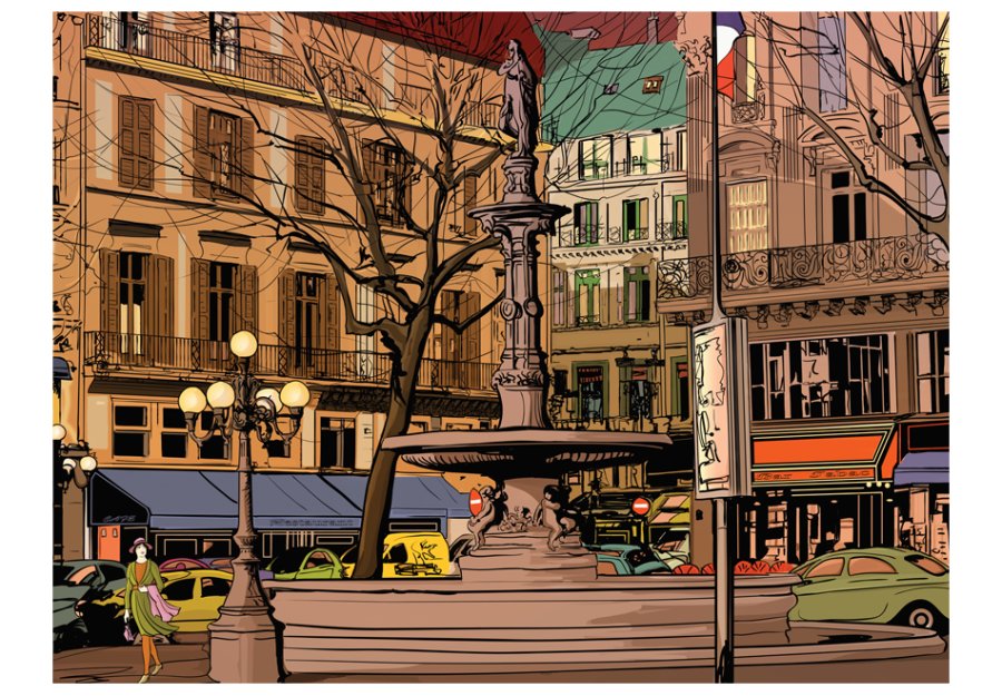 ARTGEIST - Kunstnerisk fototapet fra en gammel gade i Paris - Flere strrelser