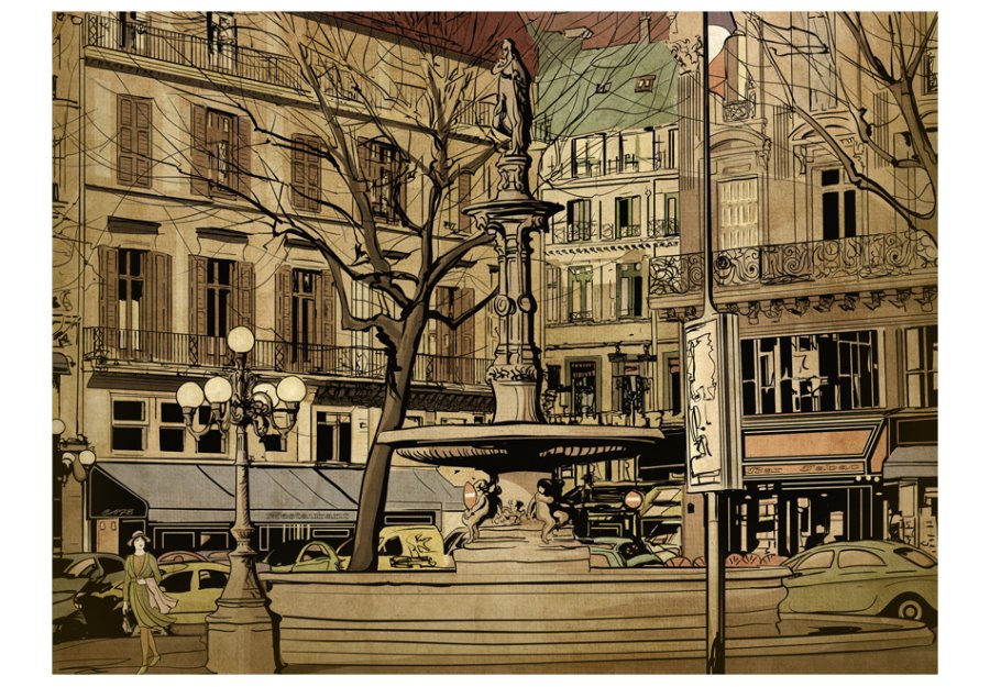 ARTGEIST - Kunstnerisk fototapet af et flot springvand i Paris - Flere strrelser