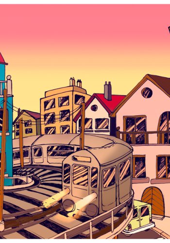 ARTGEIST - Kunstnerisk fototapet af en morgen i en travl storby - Flere strrelser