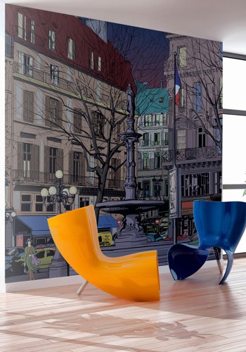 ARTGEIST - Kunstnerisk fototapet af et flot torv om natten i Paris - Flere strrelser