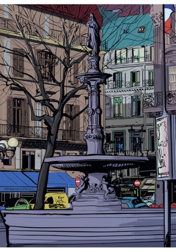 ARTGEIST - Kunstnerisk fototapet af et flot torv om natten i Paris - Flere strrelser