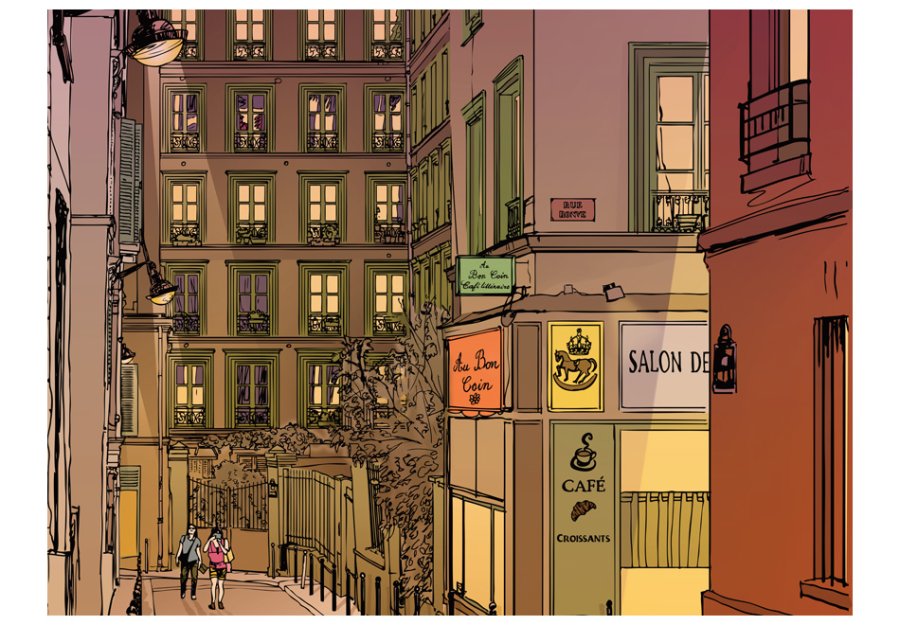 ARTGEIST - Kunstnerisk fototapet af en aften i Paris - Flere strrelser