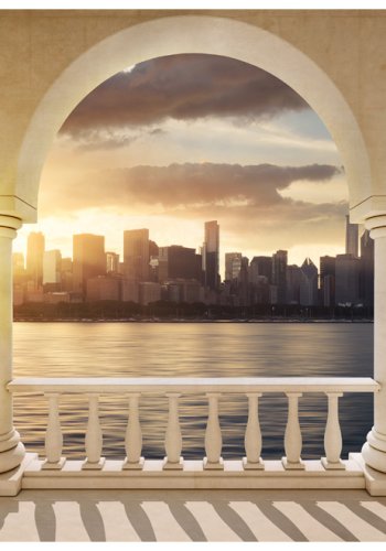 ARTGEIST - Fototapet fra en balkon med udsigt over New Yorks skyline - Flere strrelser