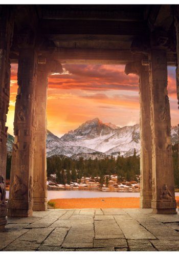 ARTGEIST - Fototapet af gammelt tempel blandt store bjerge - Flere strrelser