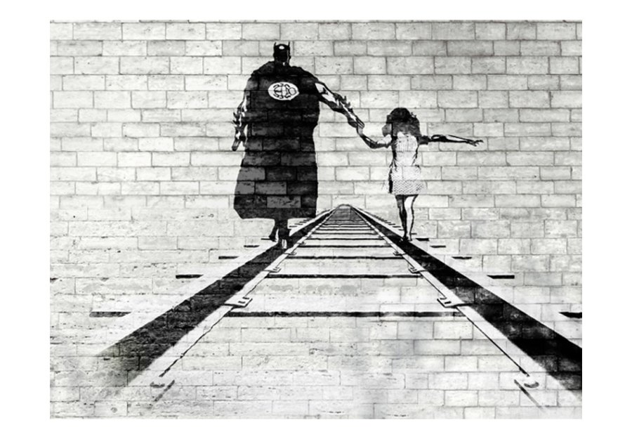 ARTGEIST - Fototapet af en superhelt der flger en lille pige - Flere strrelser