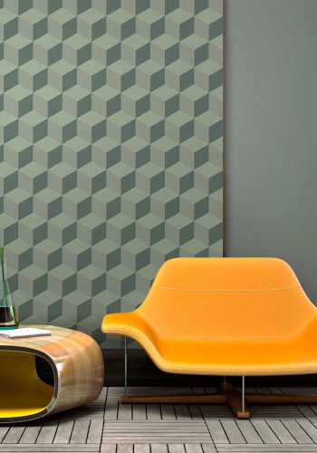 ARTGEIST - Fototapet med terning-design i neutrale grnne nuancer - Flere strrelser