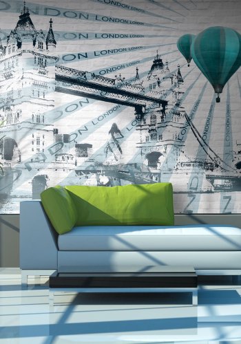 ARTGEIST - Fototapet af ballonflyvning over Tower Bridge i London - Flere strrelser