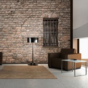 ARTGEIST - Fototapet af murstensvg og vindue med tremmer for - Flere strrelser