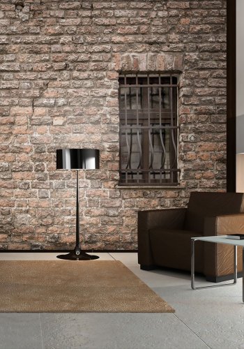 ARTGEIST - Fototapet af murstensvg og vindue med tremmer for - Flere strrelser