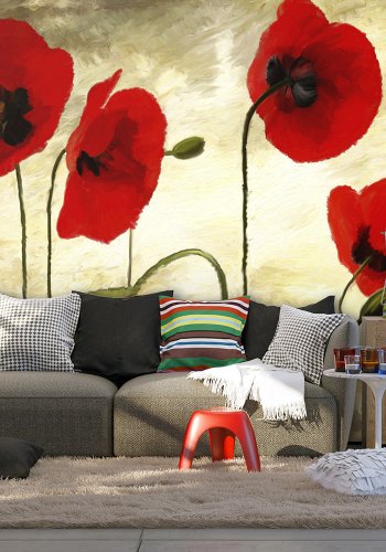 ARTGEIST - Kunstnerisk  fototapet med malede valmuer - Flere strrelser