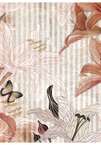 ARTGEIST - Fototapet med blomster og sommerfugle - Flere strrelser