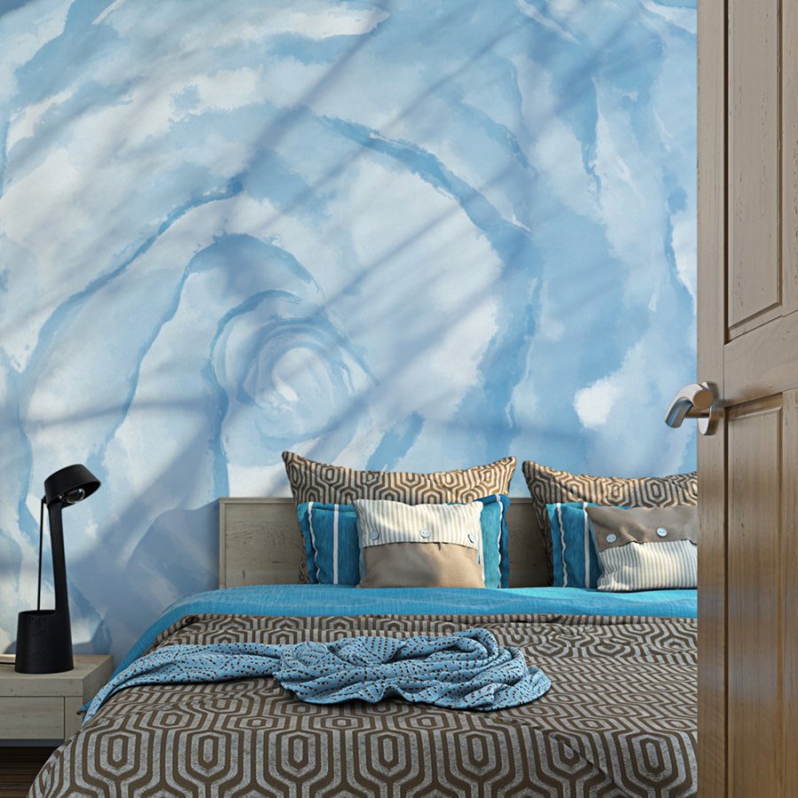 ARTGEIST - Fototapet med rose i bl nuancer - Flere strrelser