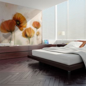 ARTGEIST - Retro fototapet af malede valmuer - Flere strrelser 