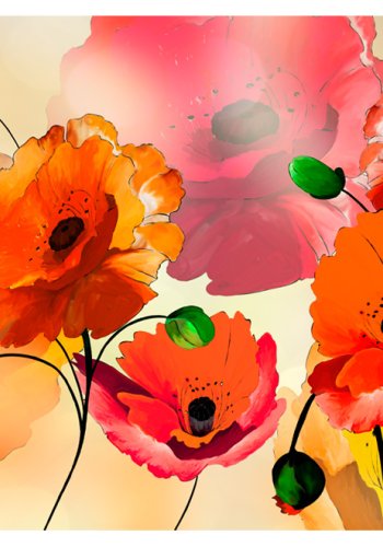 ARTGEIST - Kunstnerisk fototapet med farverige valmuer - Flere strrelser