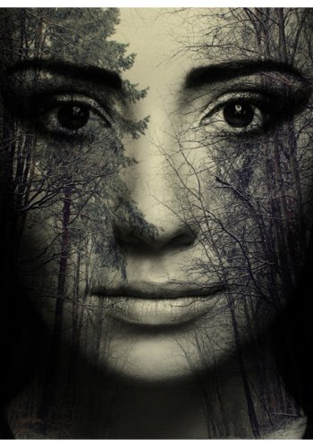 ARTGEIST - Fototapet af kvindeansigt med skov-effekt - Flere strrelser