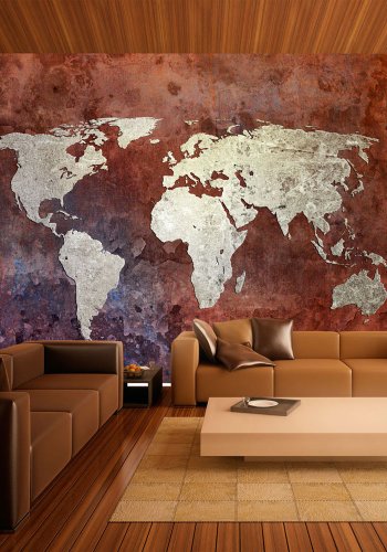 ARTGEIST - Fototapet af verdenskort i rustent og brstet jern - Flere strrelser