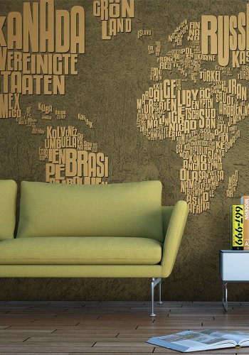 ARTGEIST - Fototapet af verdenskort med landenavne i grn - Flere strrelser