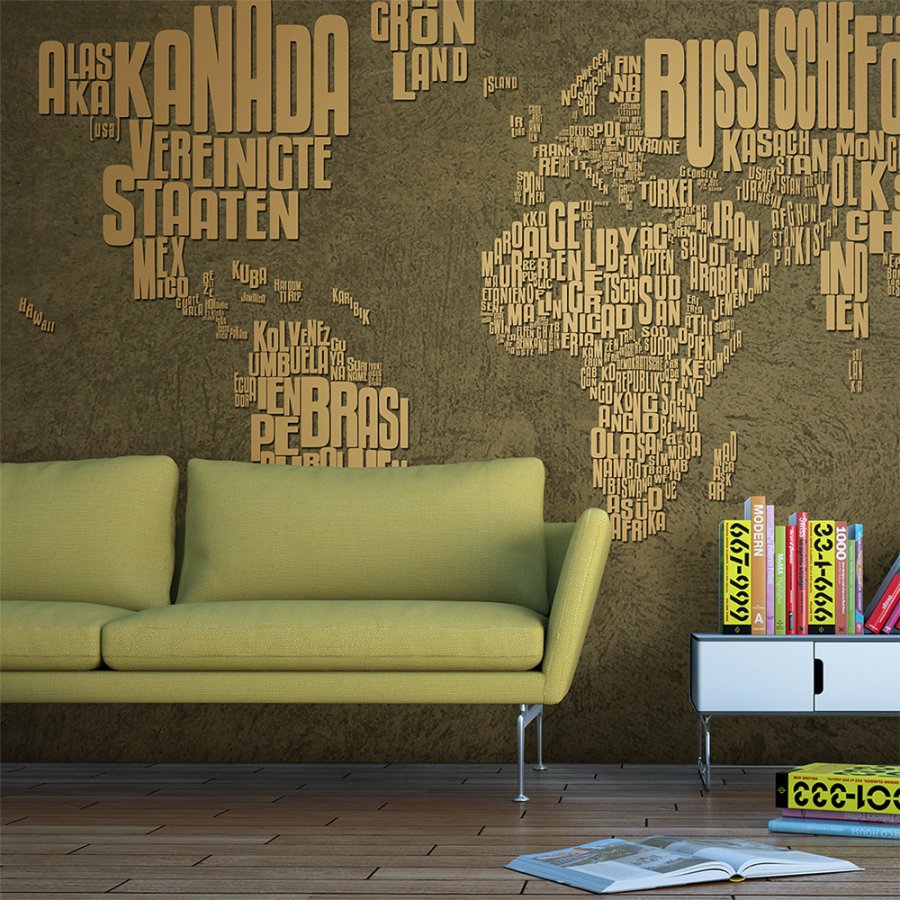 ARTGEIST - Fototapet af verdenskort med landenavne i grn - Flere strrelser