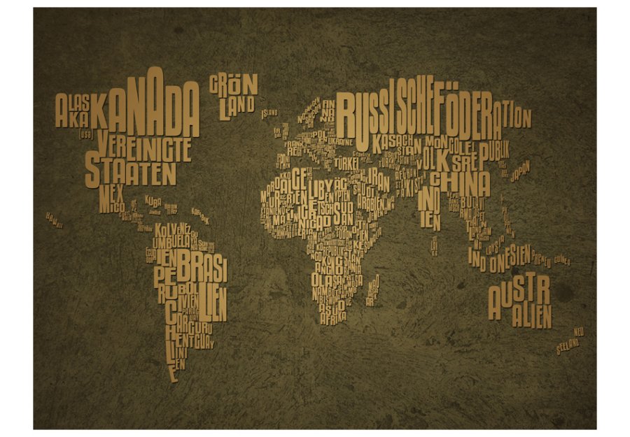 ARTGEIST - Fototapet af verdenskort med landenavne i grn - Flere strrelser