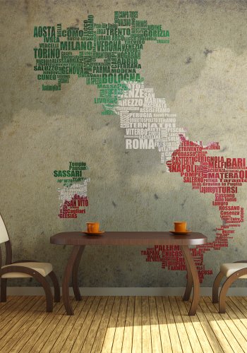 ARTGIEIST - Fototapet af Italien i de italienske farver med bynavne - Flere strrelser
