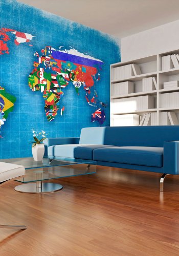 ARTGEIST - Fototapet med verdenskort lavet af forskellige flag - Flere strrelser