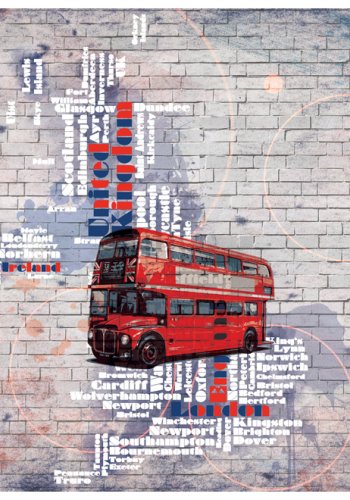 ARTGEIST - Fototapet af kort over England inspireret af London - Flere strrelser