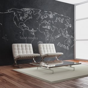 ARTGEIST - Fototapet af verdenskort med tavle- og kridt-effekt - Flere strrelser