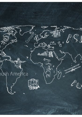 ARTGEIST - Fototapet af verdenskort med tavle- og kridt-effekt - Flere strrelser