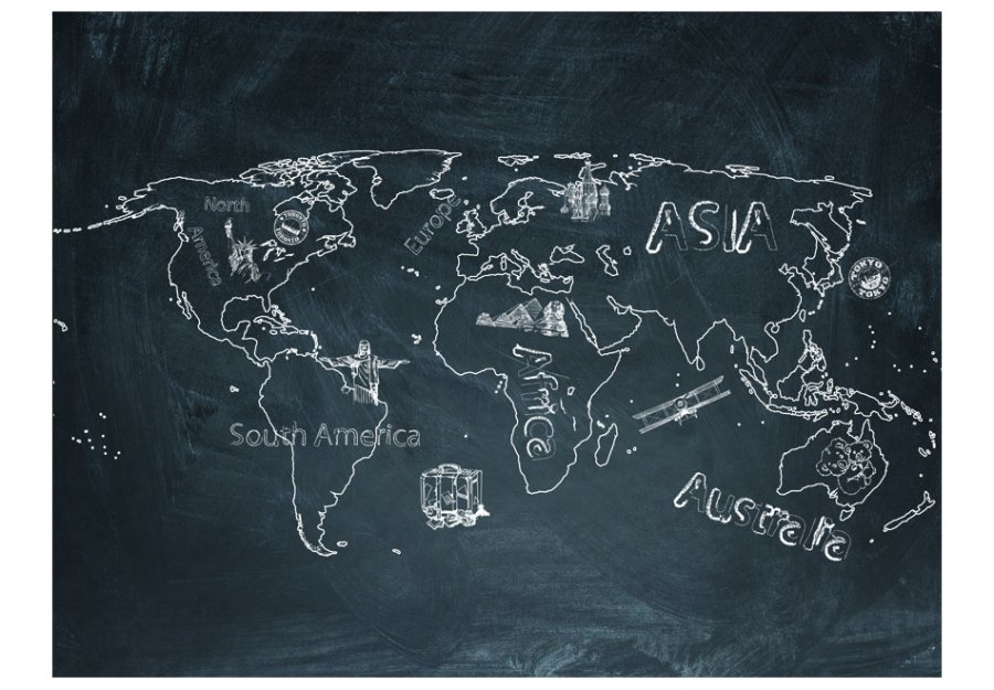 ARTGEIST - Fototapet af verdenskort med tavle- og kridt-effekt - Flere strrelser