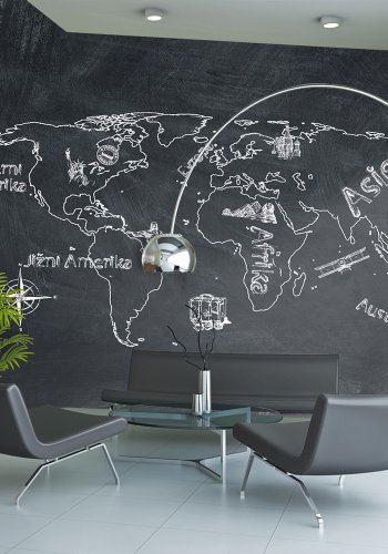 ARTGEIST - Fototapet af verdenskort med tjekkisk sprog - Flere strrelser