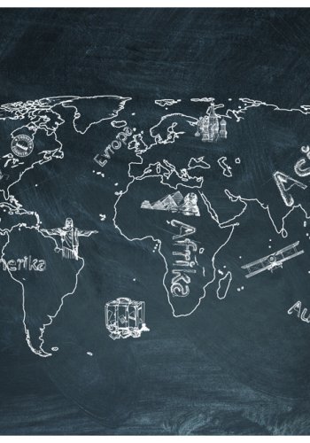 ARTGEIST - Fototapet af verdenskort med tjekkisk sprog - Flere strrelser