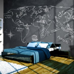 ARTGEIST - Fototapet af verdenskort med fransk sprog - Flere strrelser