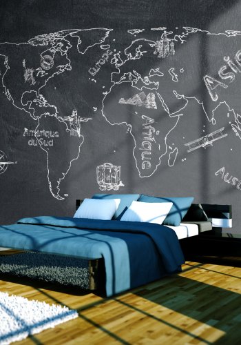 ARTGEIST - Fototapet af verdenskort med fransk sprog - Flere strrelser