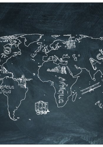ARTGEIST - Fototapet af verdenskort med fransk sprog - Flere strrelser