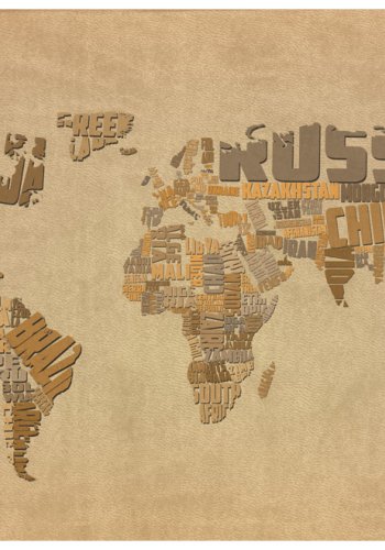 ARTGEIST Verdenskort fototapet med multifarvet tekst - Naturfarver (flere strrelser)