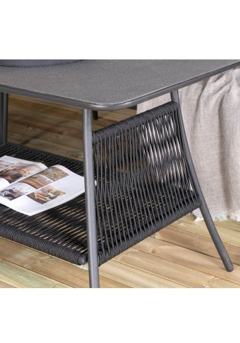 VENTURE DESIGN Berlin hjrnesofa st - gr hynder og sort glas, reb og stl