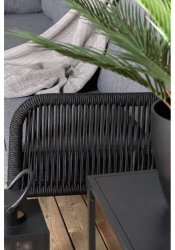 VENTURE DESIGN Berlin hjrnesofa st - gr hynder og sort glas, reb og stl