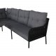 VENTURE DESIGN Berlin hjrnesofa st - gr hynder og sort glas, reb og stl